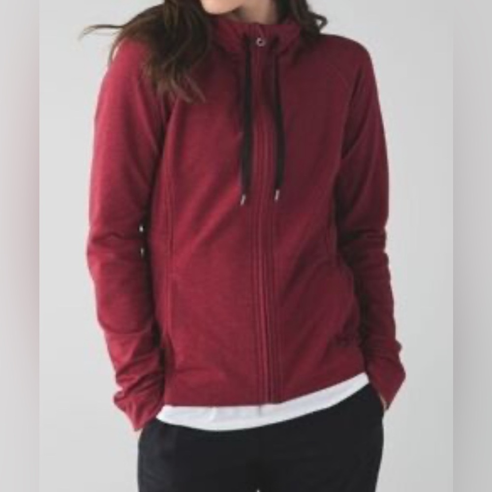 Lululemon Red Yoga Jacket Full Zip Hoodie with Cinch Waist Sz 8